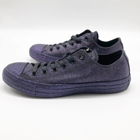 CONVERSE All Star Low Top Purple Glitter Sneakers - Picture 5 of 9